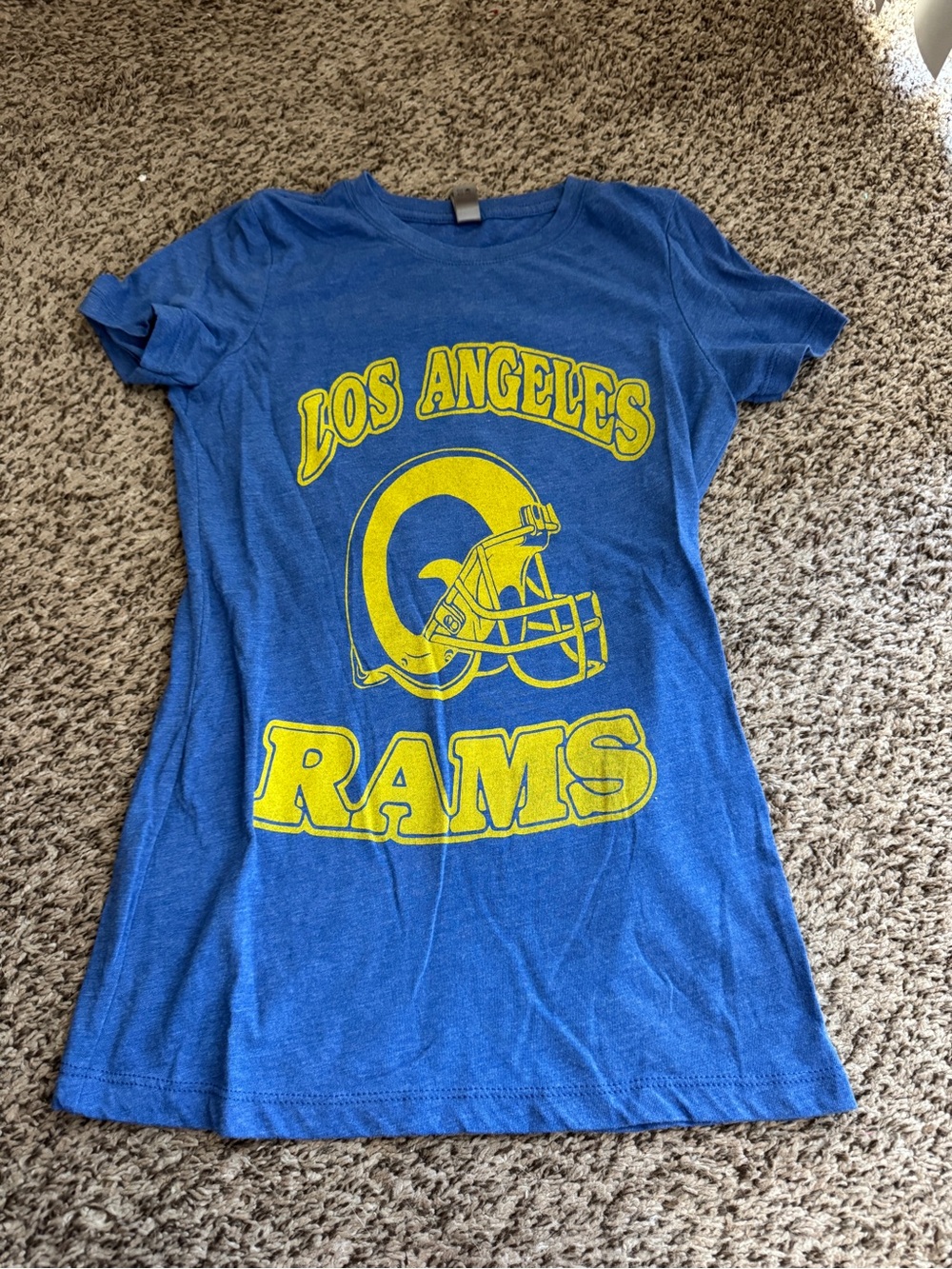 Next Level Apparel Blue Tee with Yellow Graphic